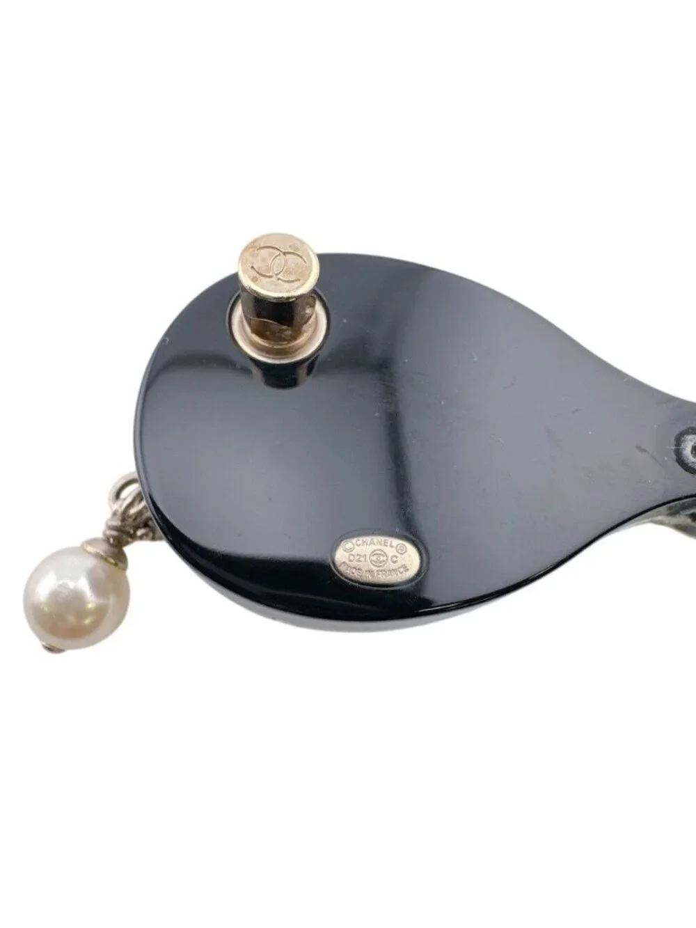 Chanel Tennis Racket Camellia CC Logo Pearl Quilted Charm Brooch